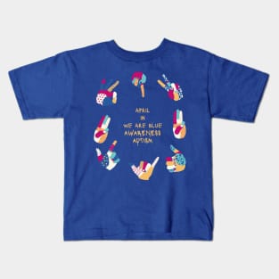 in april i am blue autis, awareness Kids T-Shirt